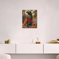 Adult Paint by Number Kit on Canvas Woman in Cowboy Hat, Flowers and Cactus DIY