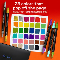 36 Precision Dual-Tip Acrylic Paint Markers Paint Pens Set with Dot & Fine Tips