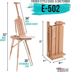 Coronado Small Wooden French Style Field & Studio Sketchbox Easel – Art Easel fo