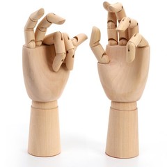 2 Pack 11.4″ Wooden Hand Model, Artist Drawing Figure with Posable Fingers, M…