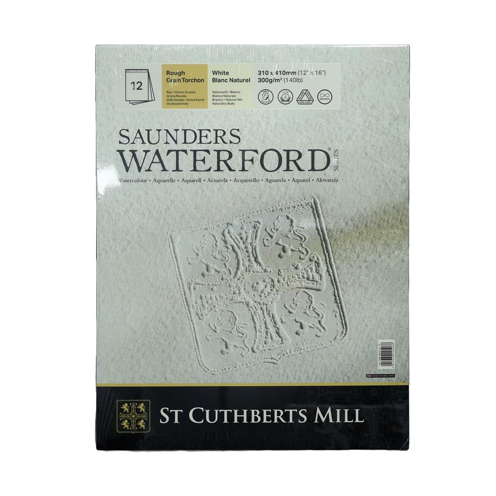 Saunders Waterford Rough Watercolour Pad 12×16” 300gsm 12 Sheets Cotton