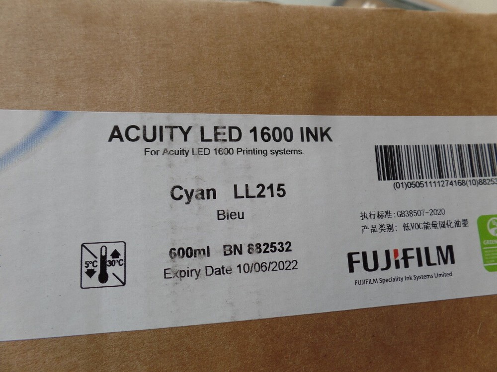 Brand New GB38507-2020 Fuji Acuity 1600 uvijet LL UV ink (600mL) Cyan LL215