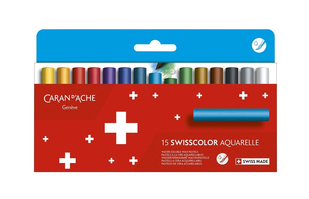 Caran DAche Swisscolor Water-Soluble Wax Pastels Set Of 15 Drawing Art