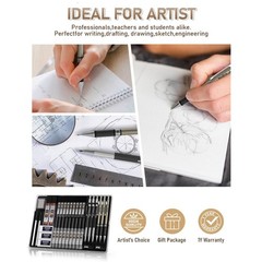 35PCS Art Mechanical Pencil Set – 3 Metal Drafting Pencils & 20 Lead Refills for