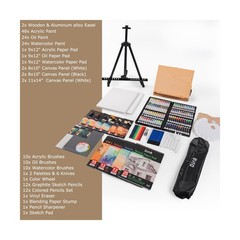 DJAR 174pcs All-in-One Art Painting Set with Tabletop Easel & Tripod, Acrylic…