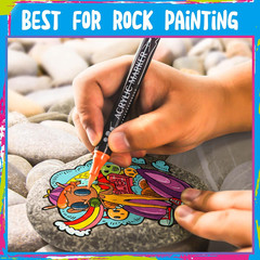 Dual Tip Acrylic Paint Markers 30 Colors Fine & Brush Tip for Rock Canvas