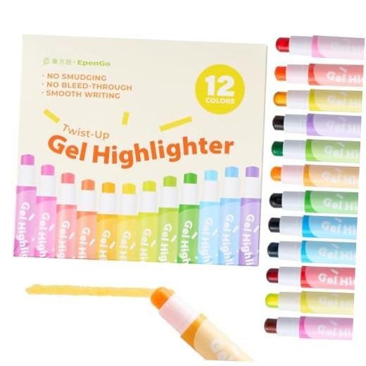 12-Pack Bible Highlighters No Bleed -Vibrant Pastel Colors Aesthetic Twist-Up