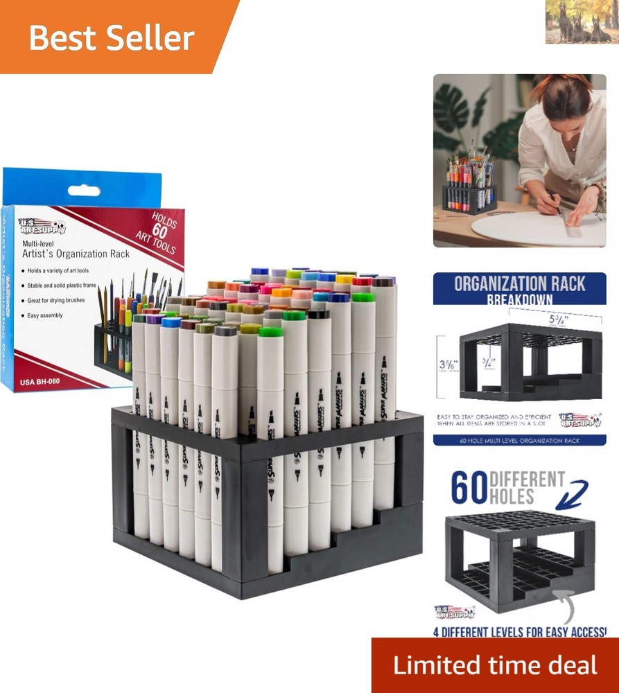 Space-Saving 60 Slot Marker Organizer: Perfect for Brushes and Colored Pencils