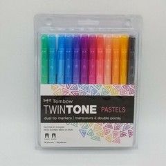 Tombow 61501 TwinTone Marker Set, Pastel, 12-Pack. standart, Pastel