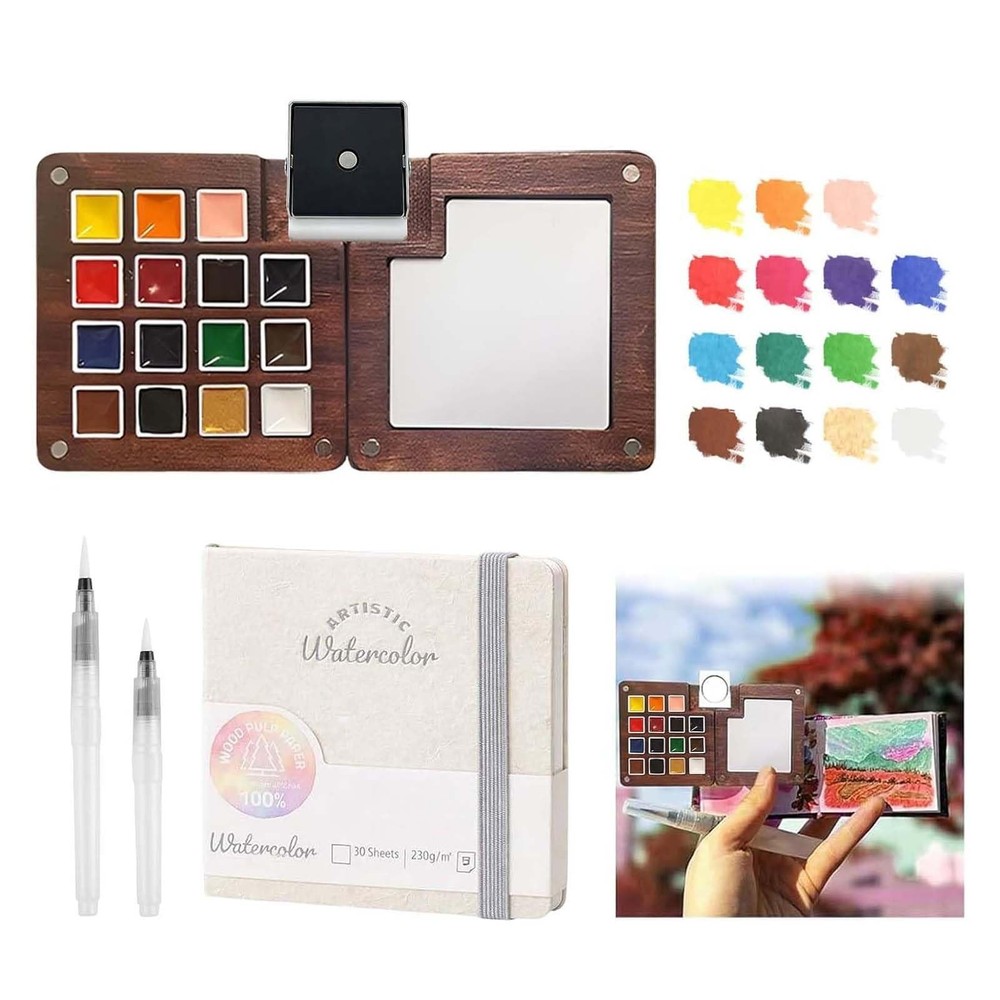 Mini Paint Palette Travel Kit – Mini Travel Watercolor Palette Set, Pocket Ar…