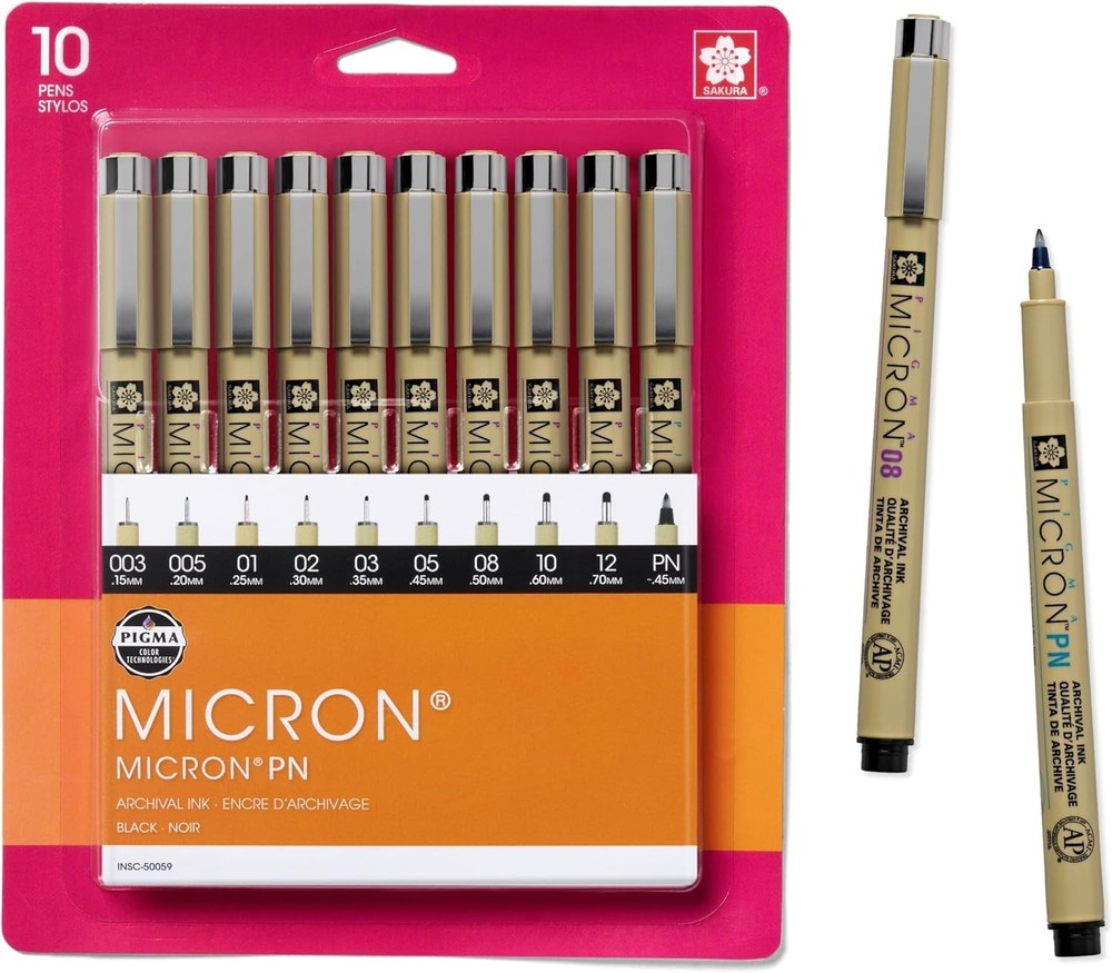 Pigma Micron Fineliner Pens – Archival Black Ink Pens – Pens for Writing, Drawin