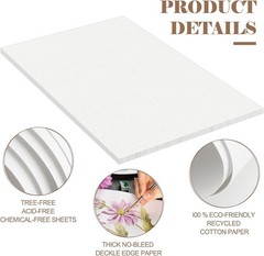 10 Sheets Large Watercolor Paper 22 x 30 Inches, 140 lb/300 GSM Cotton Drawin…