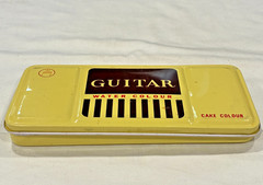 Vintage Guitar Water Colour Cake Paint Tin Set Metal Palette Artist Japan Art