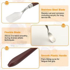 Painting Palette Knife 0.91 x 1.77 Inch Stainless Steel with Plastic Handle