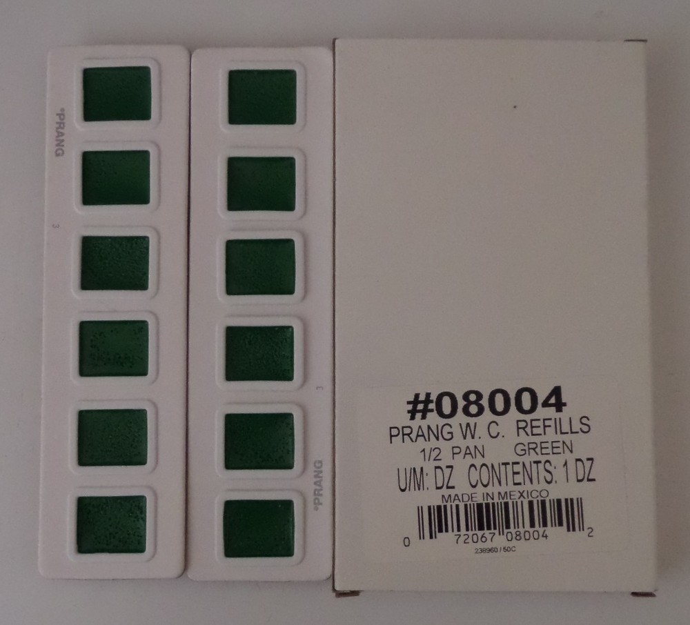 Prang Water Colors. Refills 1/2 Pan Green 12 Count