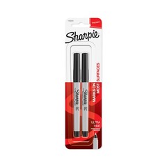 Sharpie 37161PP Permanent Markers Ultra Fine Point 2 Count (Pack of 1), Black
