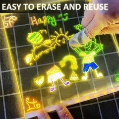 LED Drawing Board LED Light Up Whiteboard with 7 Colors 11x 7Acrylic Glow Board
