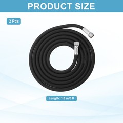 2Pcs 6ft Nylon Braided Air Brush Hose 1/8″On Both End and Adapter, Black