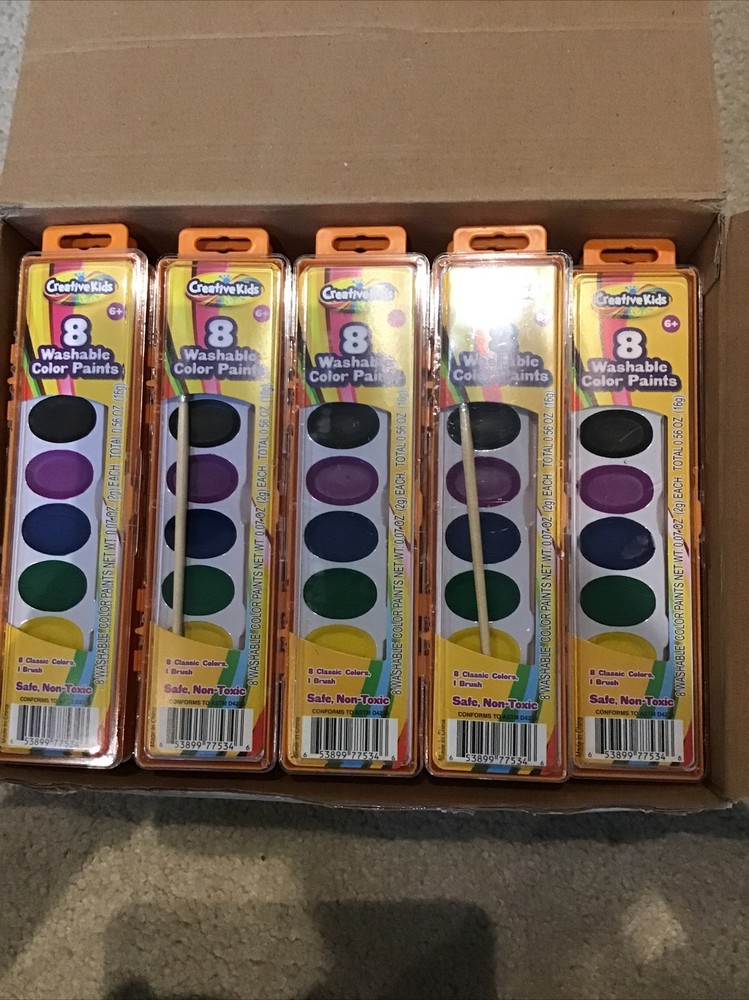 Bulk Classroom Watercolor Paint Sets – 39 Palettes w/ 8 Bright Colors, & Brushes