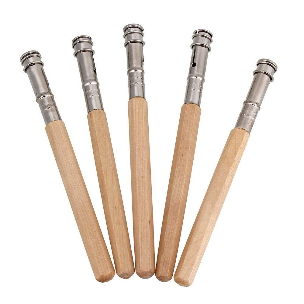 10PCS Odd Head Art Pencil Lengthener Natural Wood Color 13*1*1cm Metal+Wood