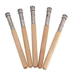 5PCS Odd Head Art Pencil Lengthener Natural Wood Color 13*1*1cm Metal+Wood