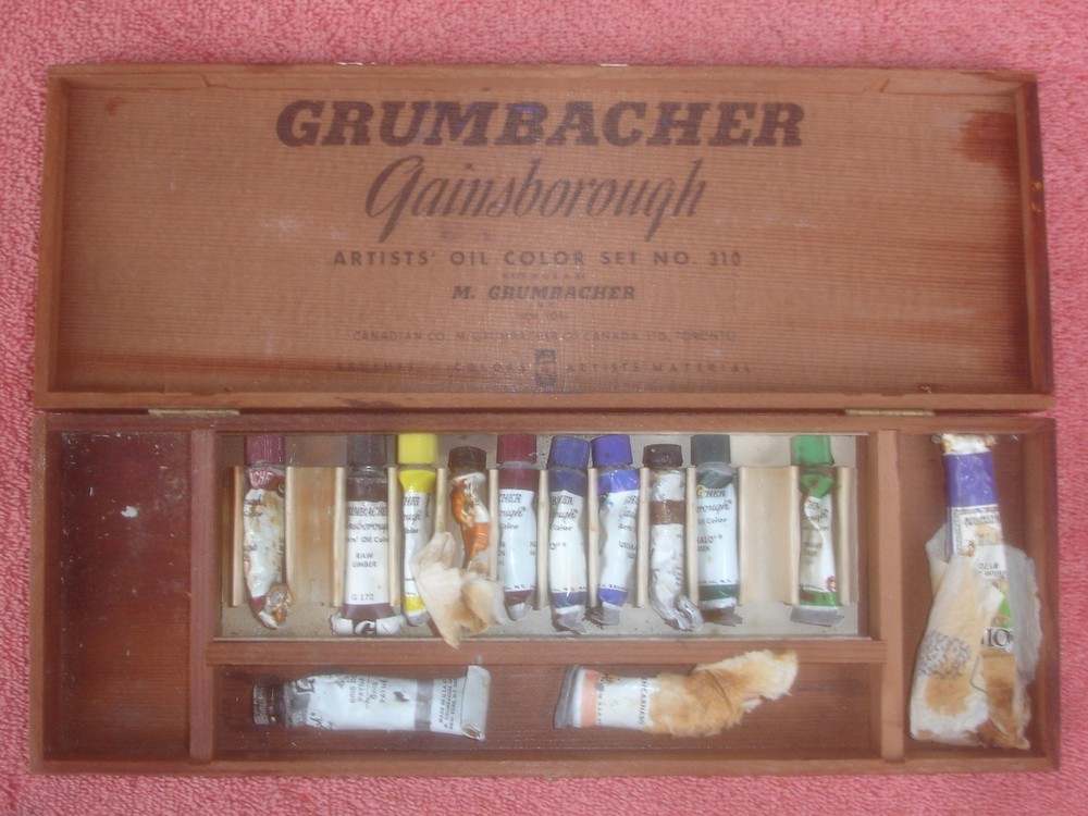 Grumbacher Gainsborough 1950’s Artist Oil Color Set 310 In Wood Case