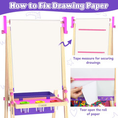 Wooden Art Easel for Kids,Double Sided Adjustable Magnetic Drawing Board | Kids