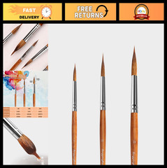 7 Pack Professional Watercolor Brushes – Synthetic Sable Blend for Fine Detail,