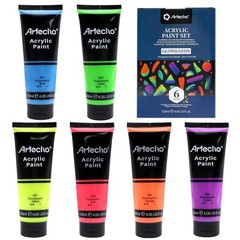 Acrylic Paint 4 oz, 120ml – 6 Glow Colors