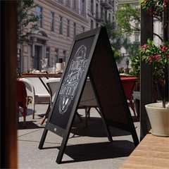 Flash Furniture Canterbury A-Frame Wood Magnetic Chalkboard Set in Black