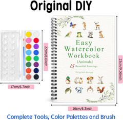 Watercolor Workbook Animals, 15 Different Patterns of Original DIY Designs, 16 C