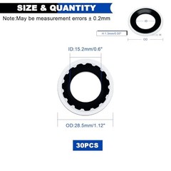 30PCS A/C Compressor Seal Washers Kit, Air 30PCS 15.2mm*28.5mm (Black)