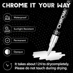 3Pcs Chrome Paint Markers Silver Permanent Mirror Liquid Chrome Pens for Plastic