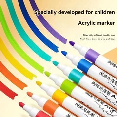 Set of 12-80 acrylic paints, markers for drawing on stones and ceramics.