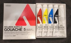 Holbein Artist Acrylic Gouache Primary 5 Tubes Mixing Colors Set D991
