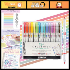 Dual-Tip Highlighter Marker Set – 15 Assorted Colors, No Bleed, Ideal for Journa
