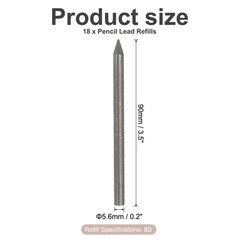 18Pcs 5.6mm 8B Carpenter Pencil Refills for Art Drafting Black