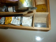 Antique Artist Wooden Paint Box Chest 19th c Dovetail Wood Tool Case RARE