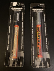 Lot of 2-Molotow One4All Acrylic Paint Marker, Signal Black + Metallic Silver