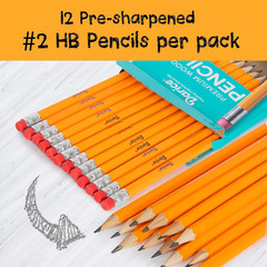 Wood-Cased Pencils, 288Pc Bulk Pre-Sharpened #2 HB Pencils with Eraser for Class