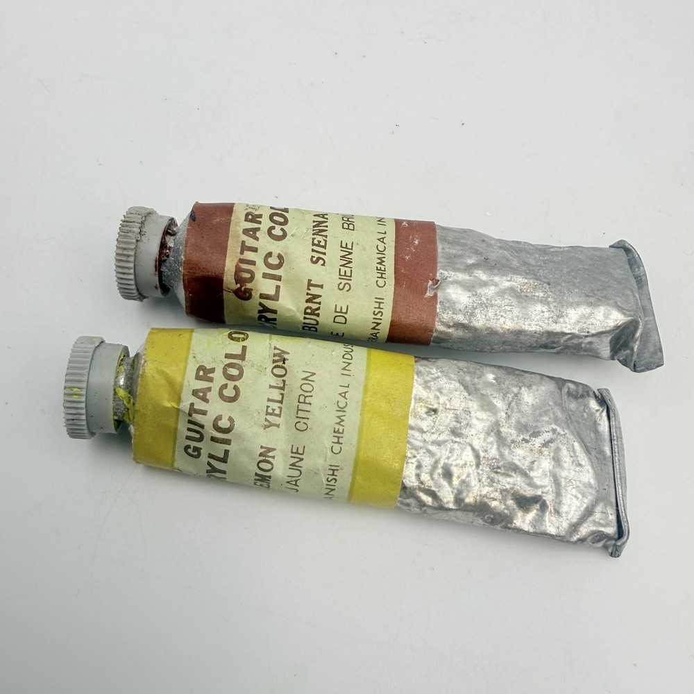Vintage Guitar Acrylic Color Paint Tubes Burnt Sienna Lemon Yellow Japan No 2 7