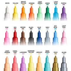 24 Posca Acrylic Paint Markers Set with Reversible Tips for Art & Fabric