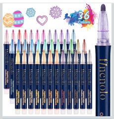 Finenolo 36 Colors Double Line Outline Markers Glitter Multicolor Artist Pens