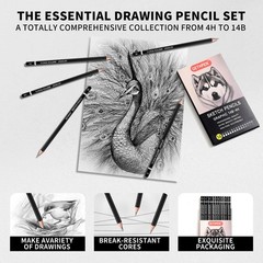 Professional Drawing Sketching Pencil Set – 14 Pieces Graphite Pencils(14B – 4H)