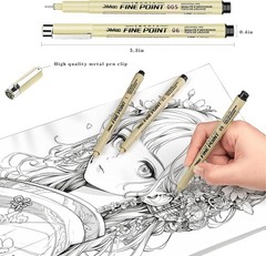 12 Pack of Waterproof Black Fineliner Micro Ink Pens for Drawing and Sketching