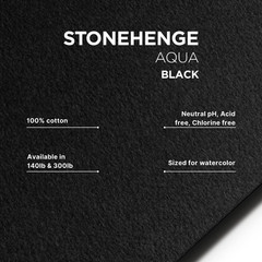 Black Medium Weight Pad, 140Lb, Coldpress, 5 X 7 Inches, 15 Sheets for Wet and D