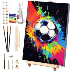 Soccer Paint by Numbers Kids Kit 8-12: Framed Canvas, Easel, Gift Box Wall Decor