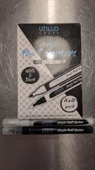 Utillo Craft Black and White Paint Pens (8-Pack) Extra Fine 0.7mm | Paint Marker