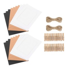 20pcs 4 x 6″Kraft Photo Frame Banner with Clips and String, Black White Brown