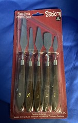 NEW, STUDIO 71 5 Piece Painting Stainless Steel Knife Wooden Handle Set